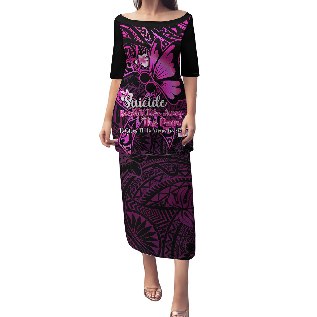 Polynesia Suicide Prevention Awareness Puletasi Your Life Is Worth Living For Polynesian Pink Pattern LT14 Long Dress Pink - Polynesian Pride