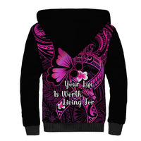 Polynesia Suicide Prevention Awareness Sherpa Hoodie Your Life Is Worth Living For Polynesian Pink Pattern LT14 - Polynesian Pride