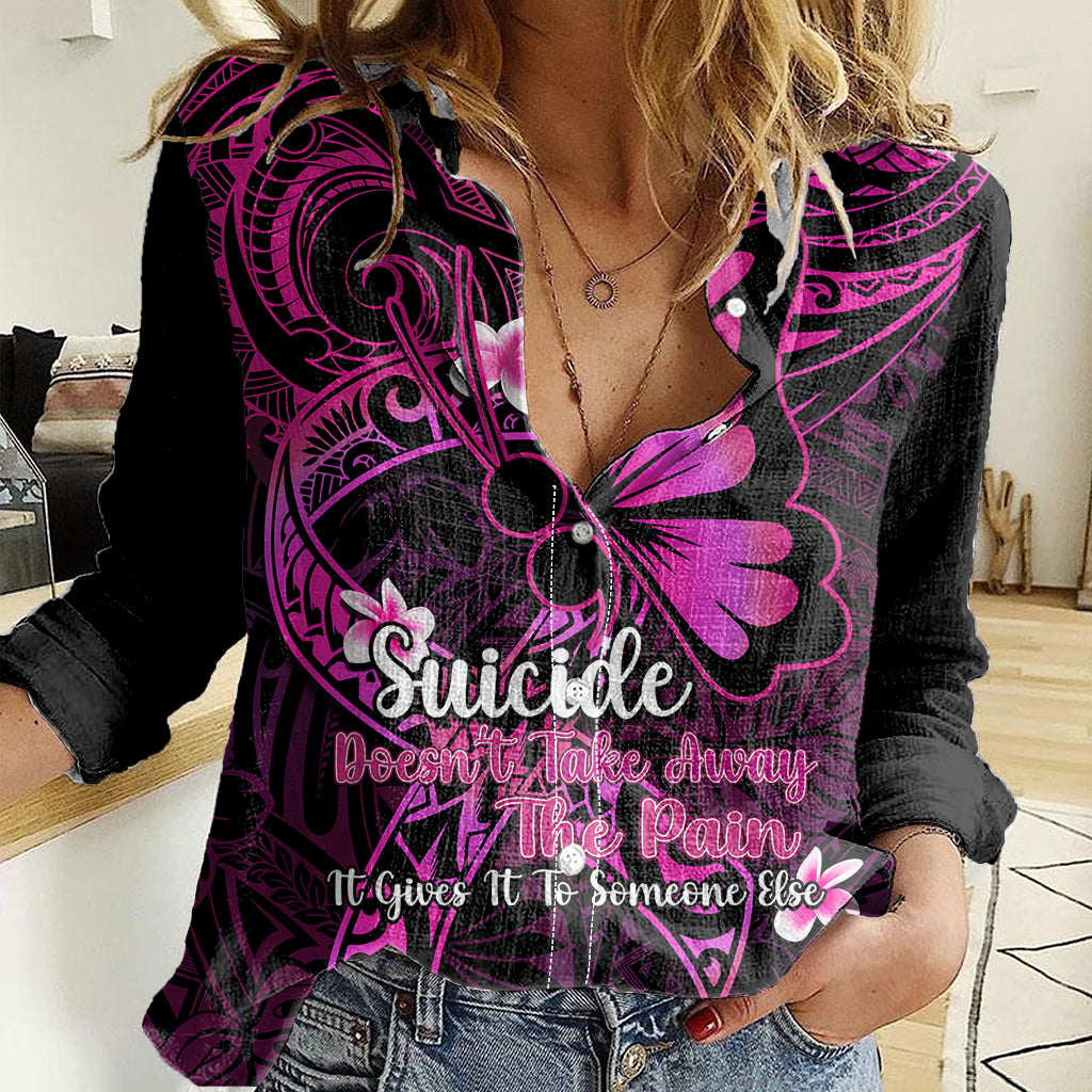 Polynesia Suicide Prevention Awareness Women Casual Shirt Your Life Is Worth Living For Polynesian Pink Pattern LT14 Female Pink - Polynesian Pride
