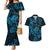 New Zealand Tuatara Couples Matching Mermaid Dress and Hawaiian Shirt Aotearoa Maori Clematis Flowers - Blue