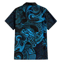 New Zealand Tuatara Hawaiian Shirt Aotearoa Maori Clematis Flowers - Blue LT14 - Polynesian Pride