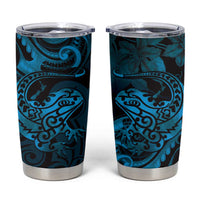 New Zealand Tuatara Tumbler Cup Aotearoa Maori Clematis Flowers - Blue