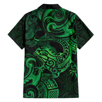 New Zealand Tuatara Family Matching Summer Maxi Dress and Hawaiian Shirt Aotearoa Maori Clematis Flowers - Green LT14 - Polynesian Pride