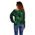 New Zealand Tuatara Off Shoulder Sweater Aotearoa Maori Clematis Flowers - Green