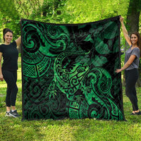 New Zealand Tuatara Quilt Aotearoa Maori Clematis Flowers - Green LT14 - Polynesian Pride