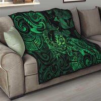 New Zealand Tuatara Quilt Aotearoa Maori Clematis Flowers - Green LT14 - Polynesian Pride