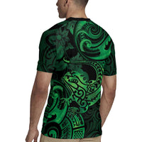 New Zealand Tuatara Rugby Jersey Aotearoa Maori Clematis Flowers - Green