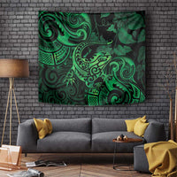 New Zealand Tuatara Tapestry Aotearoa Maori Clematis Flowers - Green