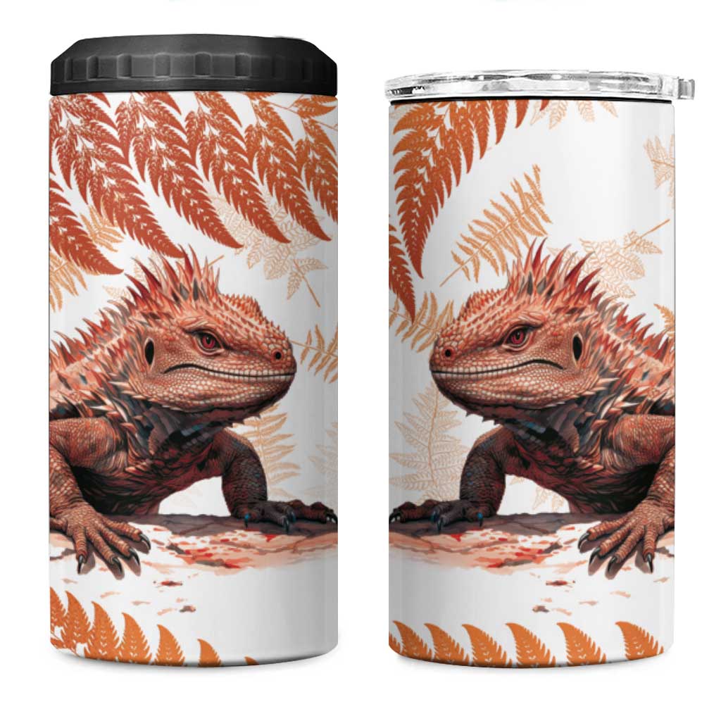 Red New Zealand Tuatara 4 in 1 Can Cooler Tumbler Aotearoa Sphenodon Punctatus Silver Fern LT14 One Size: 16 oz Red - Polynesian Pride