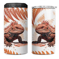 Red New Zealand Tuatara 4 in 1 Can Cooler Tumbler Aotearoa Sphenodon Punctatus Silver Fern LT14 One Size: 16 oz Red - Polynesian Pride