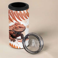 Red New Zealand Tuatara 4 in 1 Can Cooler Tumbler Aotearoa Sphenodon Punctatus Silver Fern LT14 - Polynesian Pride