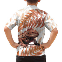 Red New Zealand Tuatara Family Matching Summer Maxi Dress and Hawaiian Shirt Aotearoa Sphenodon Punctatus Silver Fern LT14 - Polynesian Pride
