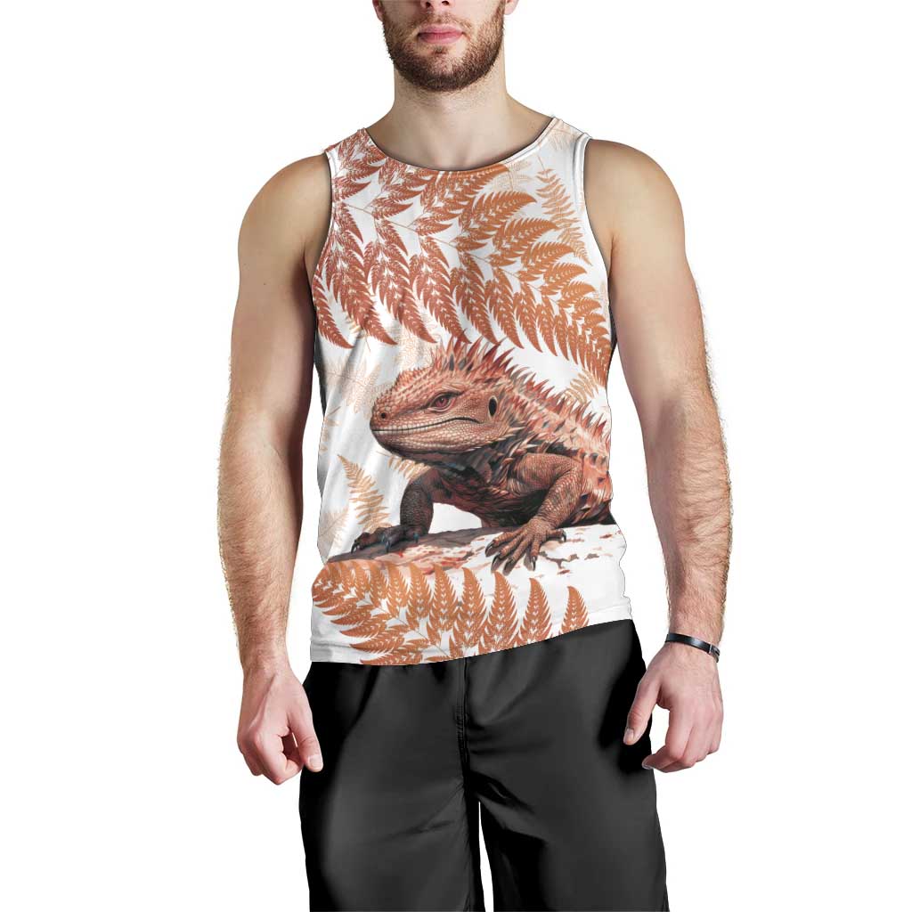 Red New Zealand Tuatara Men Tank Top Aotearoa Sphenodon Punctatus Silver Fern