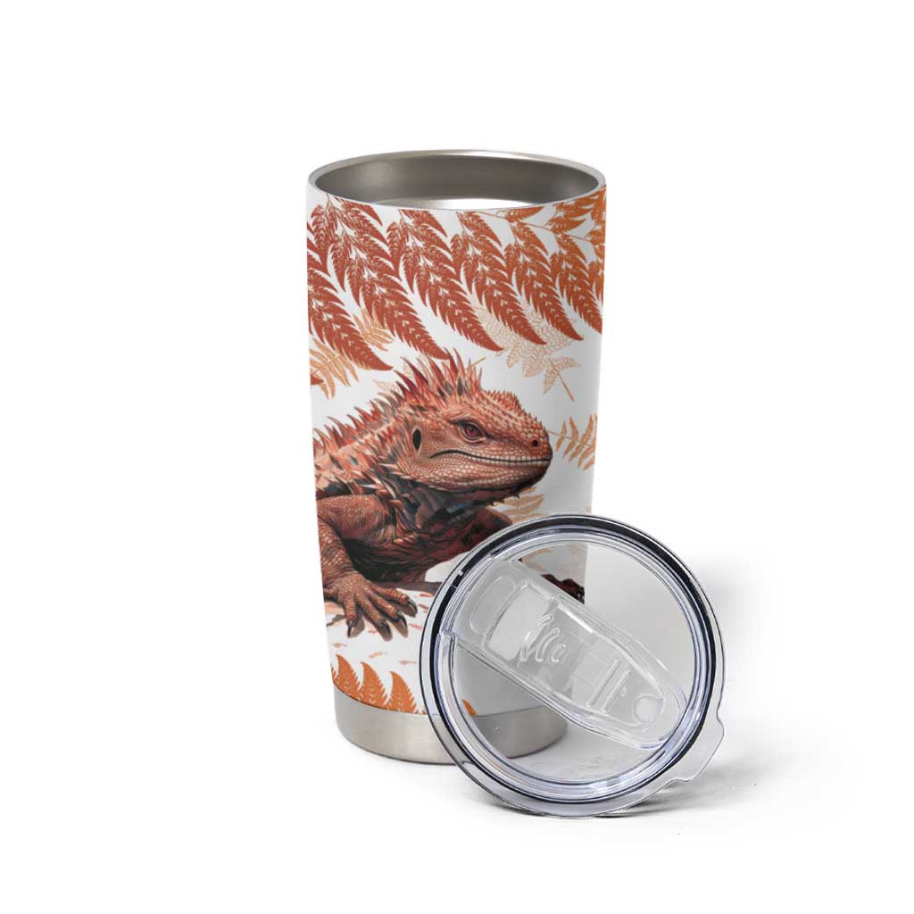 Red New Zealand Tuatara Tumbler Cup Aotearoa Sphenodon Punctatus Silver Fern LT14 - Polynesian Pride