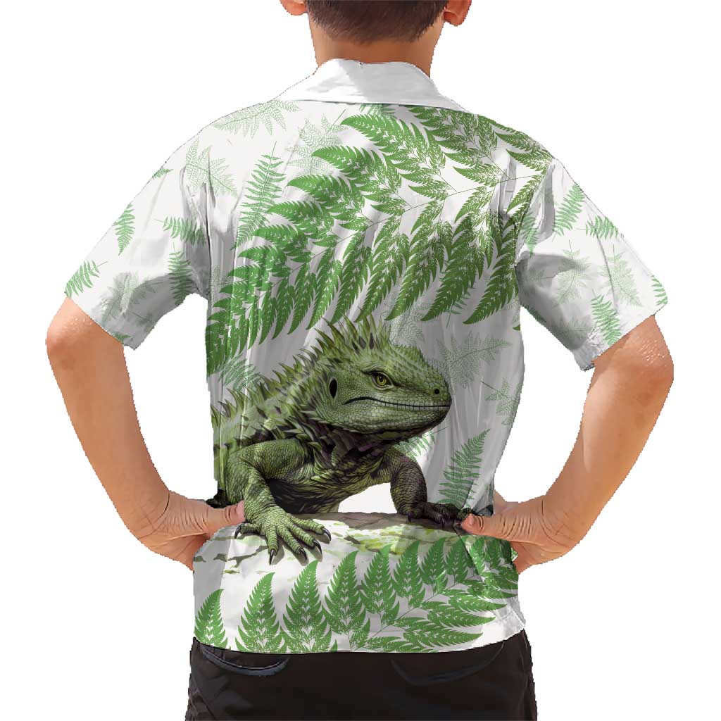 Green New Zealand Tuatara Hawaiian Shirt Aotearoa Sphenodon Punctatus Silver Fern LT14 - Polynesian Pride