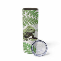 Green New Zealand Tuatara Skinny Tumbler Aotearoa Sphenodon Punctatus Silver Fern LT14 - Polynesian Pride