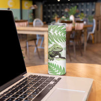 Green New Zealand Tuatara Skinny Tumbler Aotearoa Sphenodon Punctatus Silver Fern LT14 - Polynesian Pride