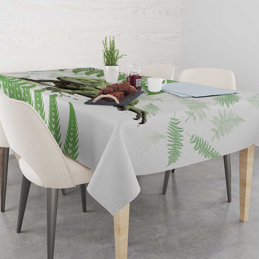 Green New Zealand Tuatara Tablecloth Aotearoa Sphenodon Punctatus Silver Fern LT14 - Polynesian Pride