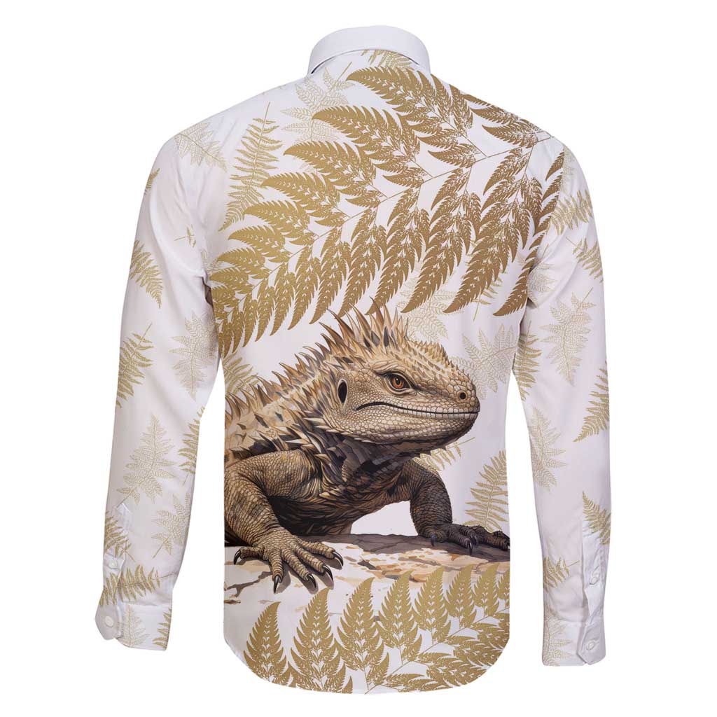 Gold New Zealand Tuatara Family Matching Mermaid Dress and Hawaiian Shirt Aotearoa Sphenodon Punctatus Silver Fern LT14 - Polynesian Pride