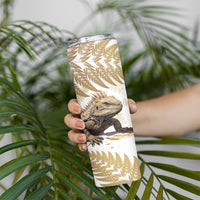 Gold New Zealand Tuatara Skinny Tumbler Aotearoa Sphenodon Punctatus Silver Fern LT14 - Polynesian Pride