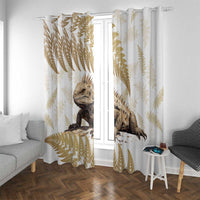 Gold New Zealand Tuatara Window Curtain Aotearoa Sphenodon Punctatus Silver Fern
