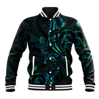 New Zealand Skink Baseball Jacket Aotearoa Maori Mix Paua Shell LT14 Unisex Blue - Polynesian Pride