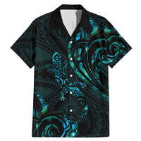 New Zealand Skink Family Matching Mermaid Dress and Hawaiian Shirt Aotearoa Maori Mix Paua Shell LT14 Dad's Shirt - Short Sleeve Blue - Polynesian Pride