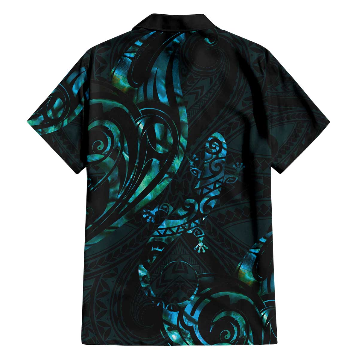 New Zealand Skink Family Matching Off Shoulder Short Dress and Hawaiian Shirt Aotearoa Maori Mix Paua Shell LT14 - Polynesian Pride