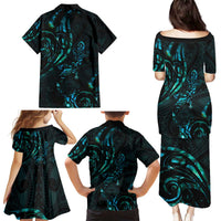 New Zealand Skink Family Matching Puletasi and Hawaiian Shirt Aotearoa Maori Mix Paua Shell LT14 - Polynesian Pride