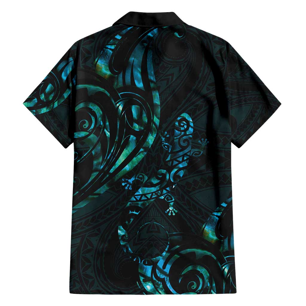New Zealand Skink Family Matching Tank Maxi Dress and Hawaiian Shirt Aotearoa Maori Mix Paua Shell LT14 - Polynesian Pride