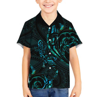 New Zealand Skink Kid Hawaiian Shirt Aotearoa Maori Mix Paua Shell LT14 Kid Blue - Polynesian Pride