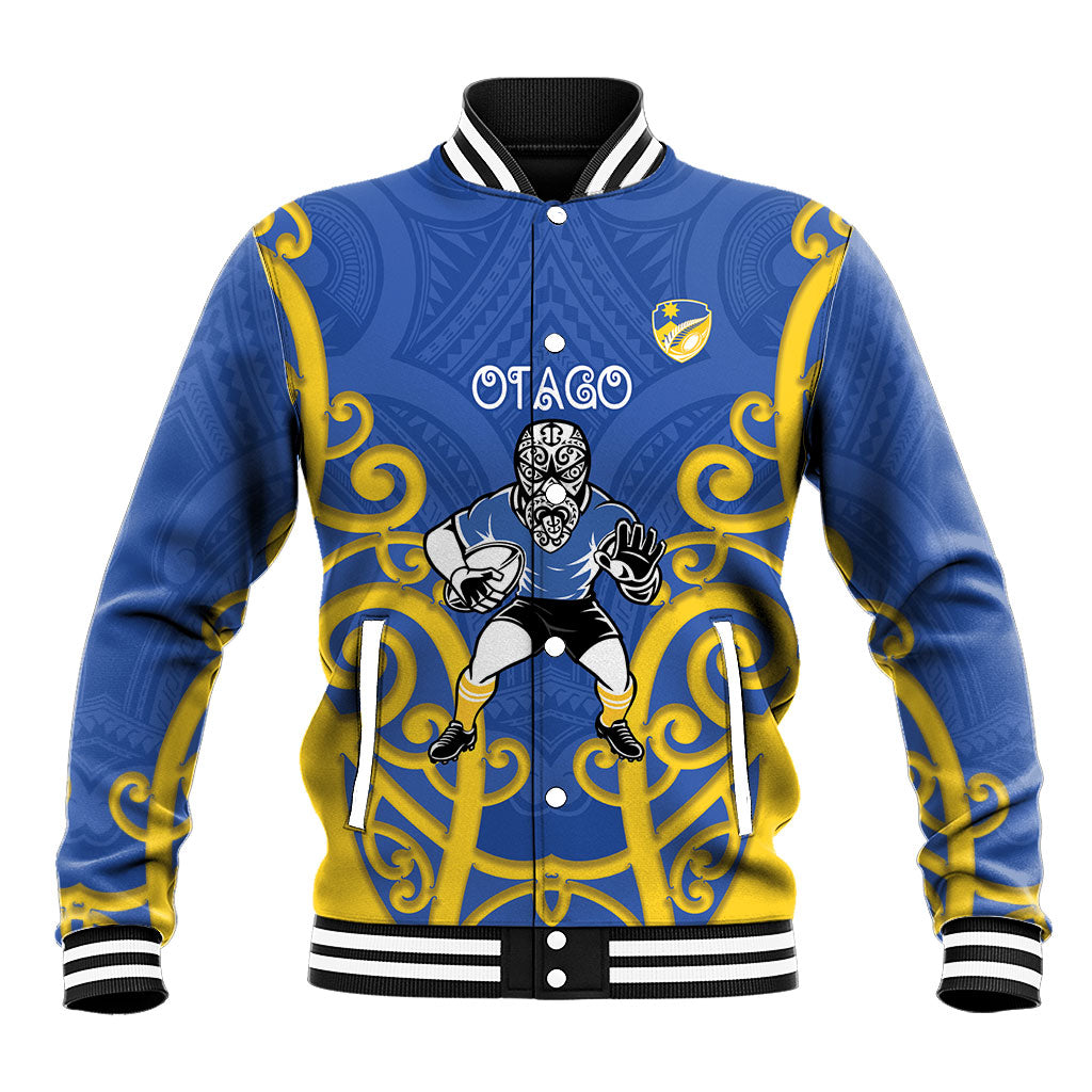 Otago Custom Rugby New Zealand Baseball Jacket Aotearoa Maori Pukana Tiki Mascot