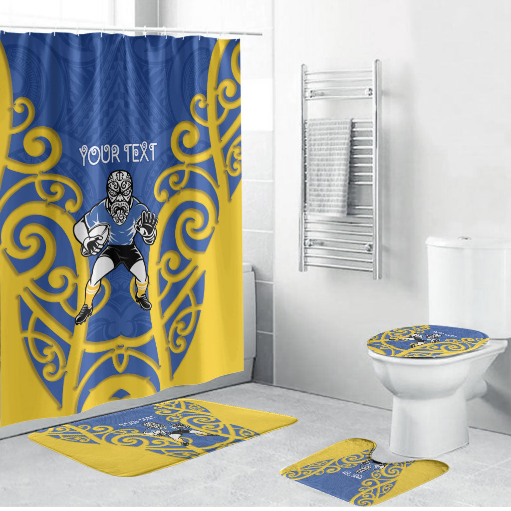 Otago Custom Rugby New Zealand Bathroom Set Aotearoa Maori Pukana Tiki Mascot