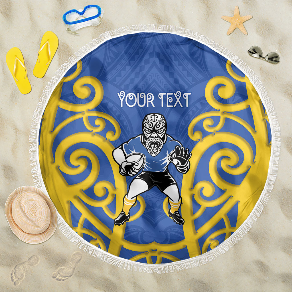 Otago Custom Rugby New Zealand Beach Blanket Aotearoa Maori Pukana Tiki Mascot
