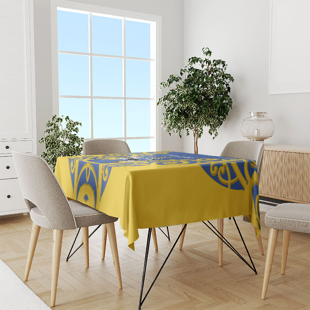 Otago Custom Rugby New Zealand Tablecloth Aotearoa Maori Pukana Tiki Mascot