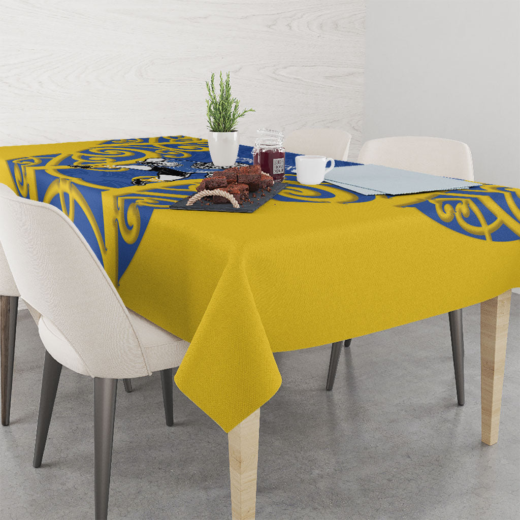 Otago Custom Rugby New Zealand Tablecloth Aotearoa Maori Pukana Tiki Mascot