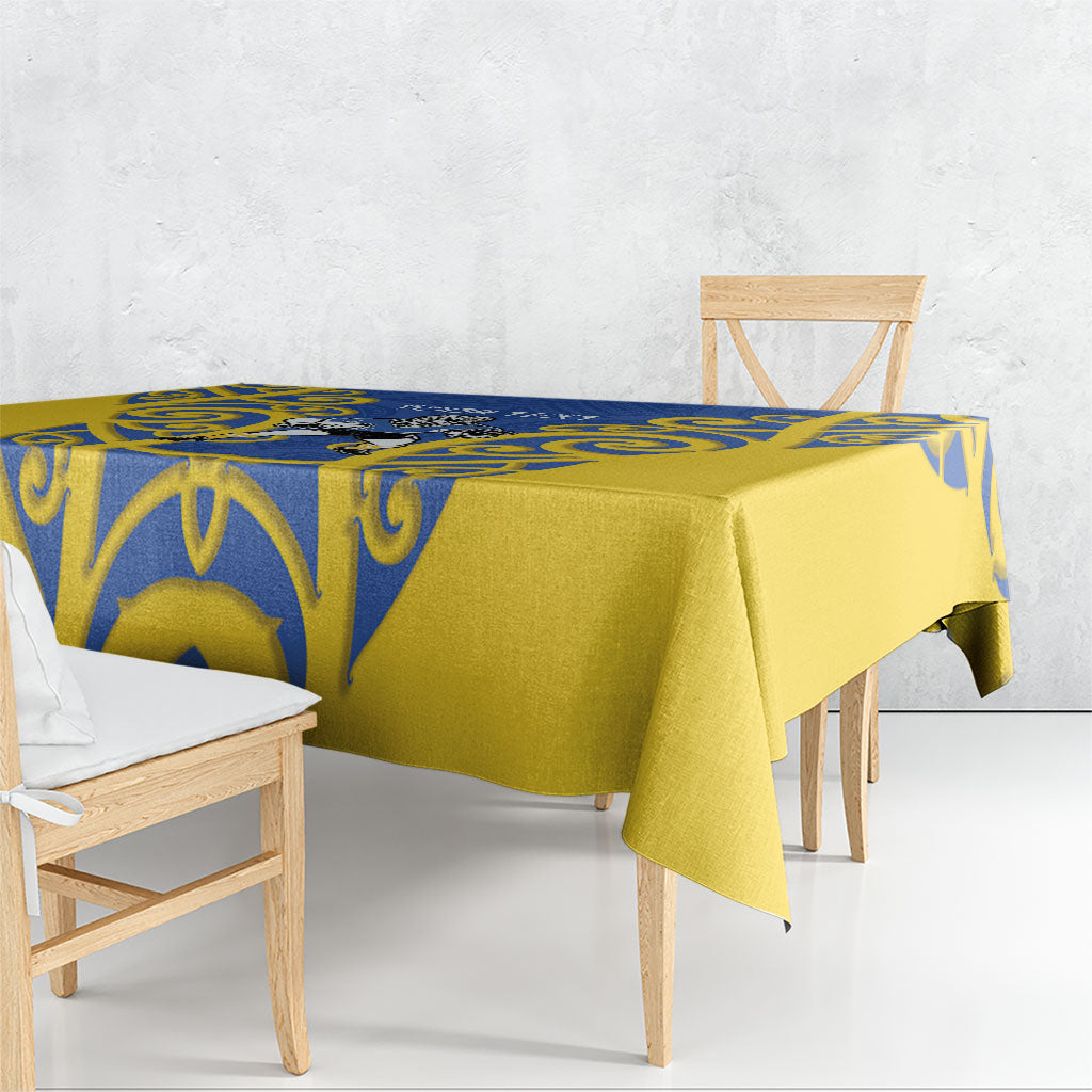 Otago Custom Rugby New Zealand Tablecloth Aotearoa Maori Pukana Tiki Mascot
