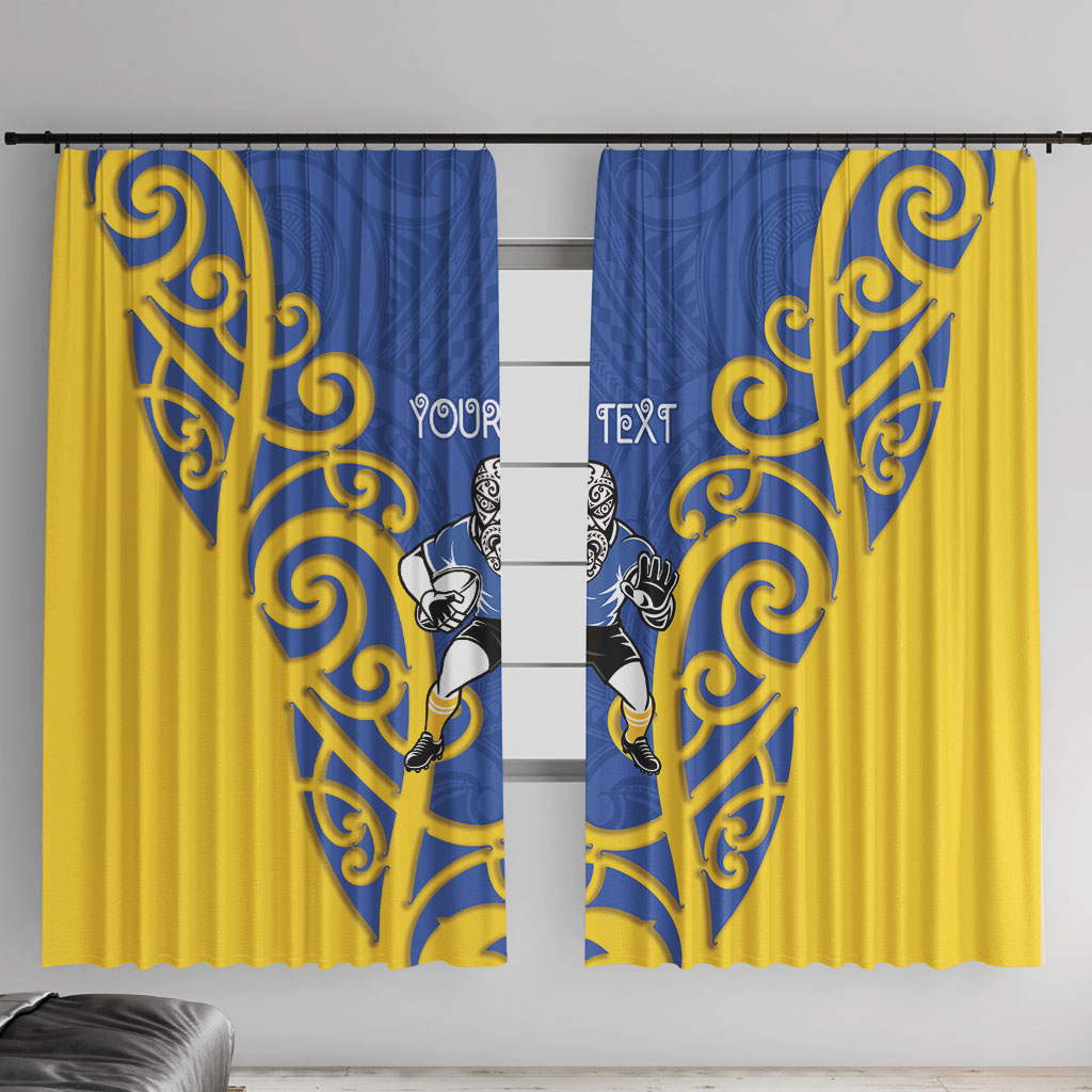 Otago Custom Rugby New Zealand Window Curtain Aotearoa Maori Pukana Tiki Mascot