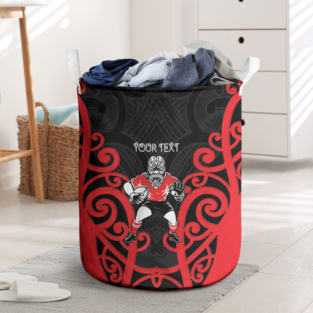 Counties Manukau Custom Rugby New Zealand Laundry Basket Aotearoa Maori Pukana Tiki Mascot