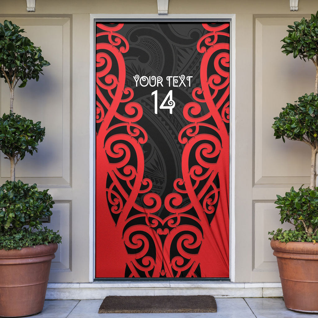 Counties Manukau Custom Rugby New Zealand Door Cover Aotearoa Maori Pukana Tiki Mascot