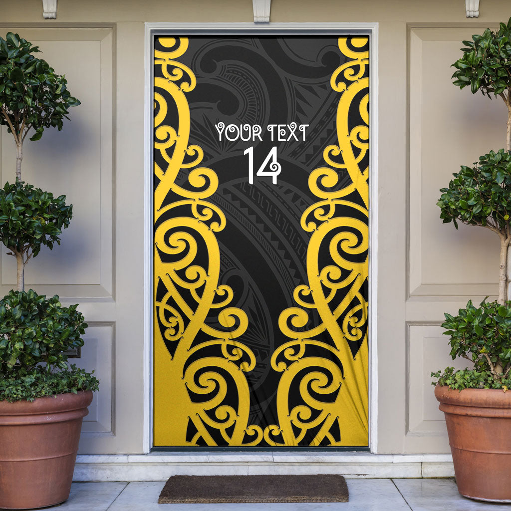 Wellington Custom Rugby New Zealand Door Cover Aotearoa Maori Pukana Tiki Mascot