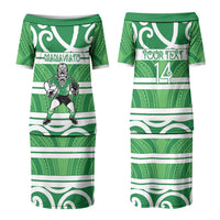 Manawatu Custom Rugby New Zealand Couples Matching Puletasi and Long Sleeve Button Shirt Aotearoa Maori Pukana Tiki Mascot