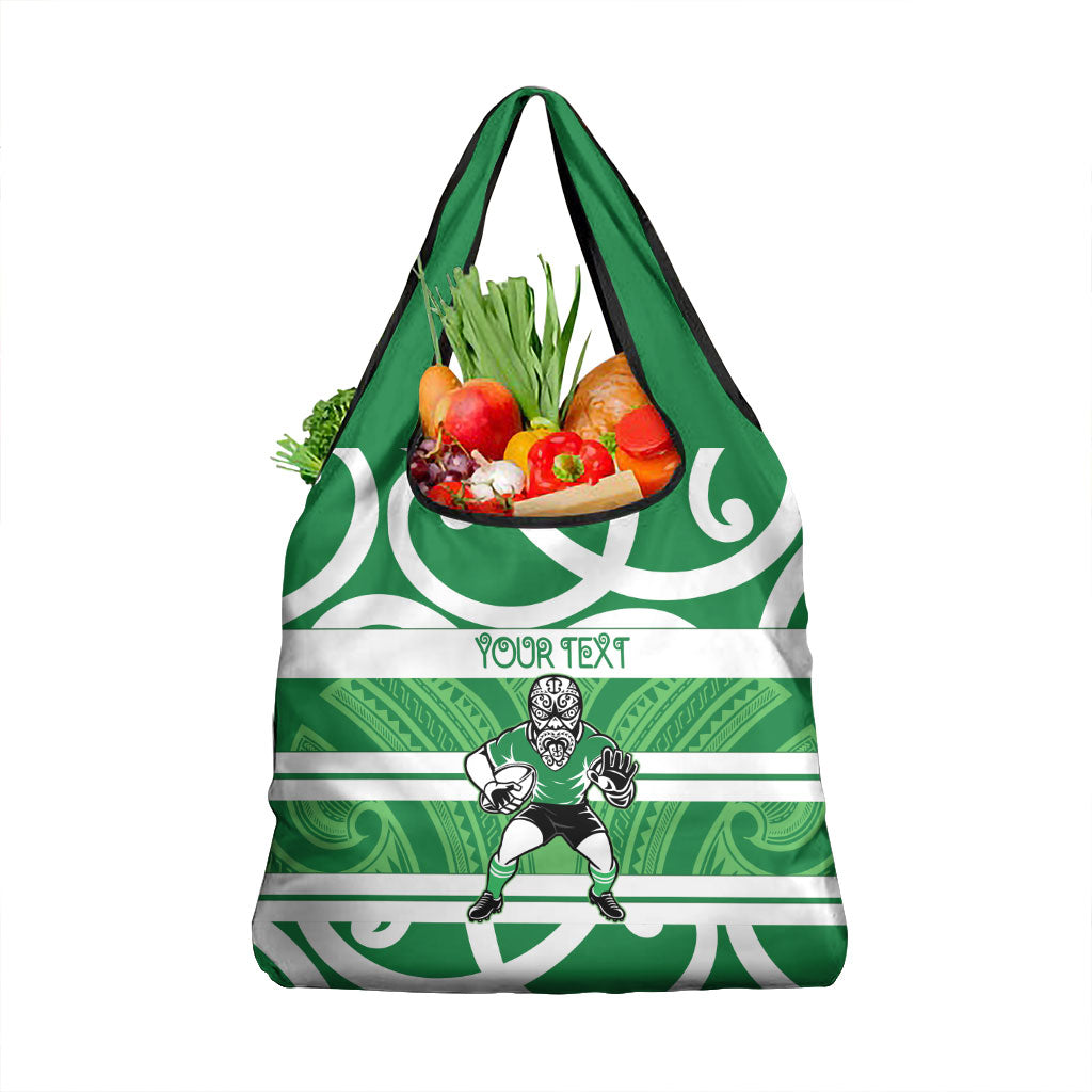 Manawatu Custom Rugby New Zealand Grocery Bag Aotearoa Maori Pukana Tiki Mascot