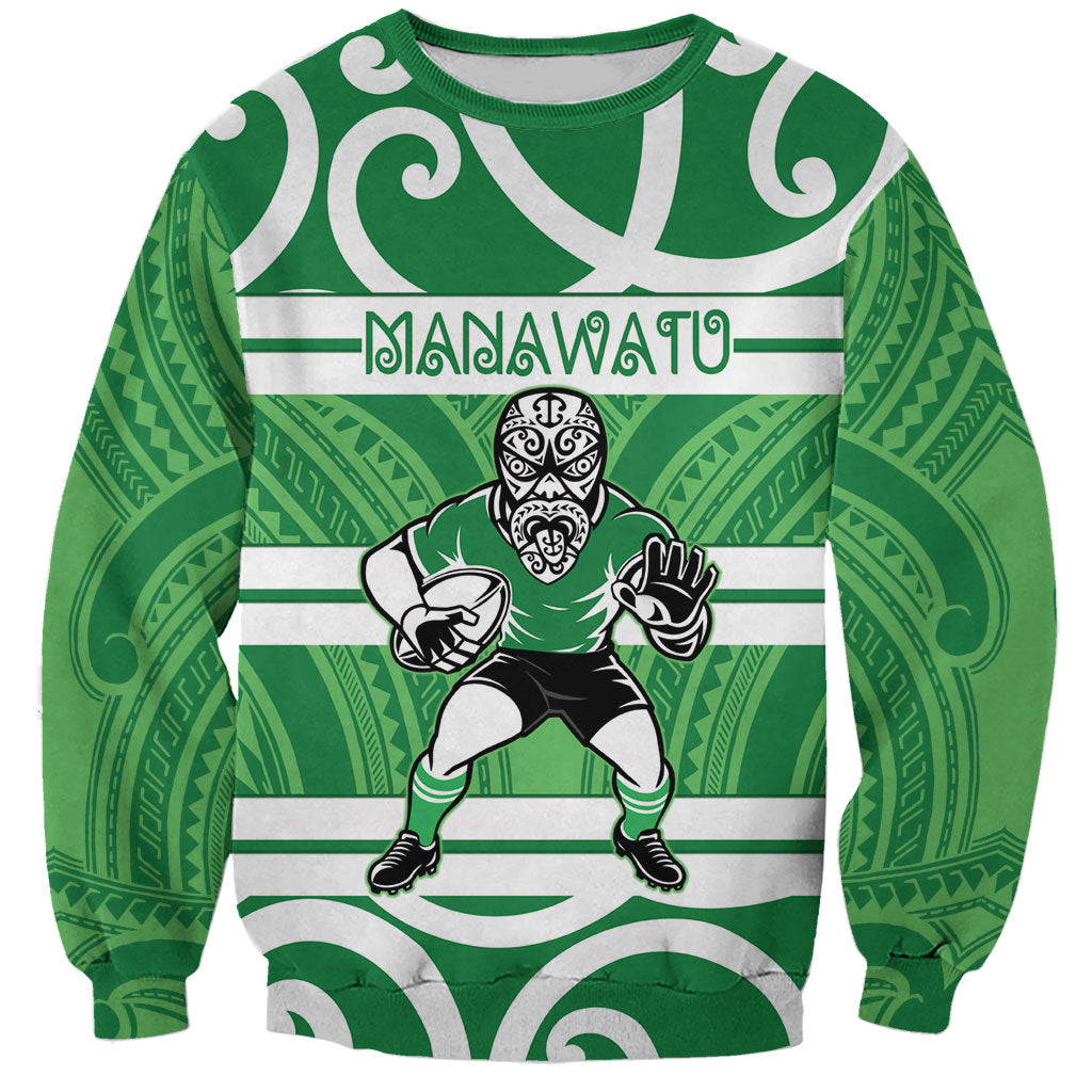 Manawatu Custom Rugby New Zealand Sweatshirt Aotearoa Maori Pukana Tiki Mascot