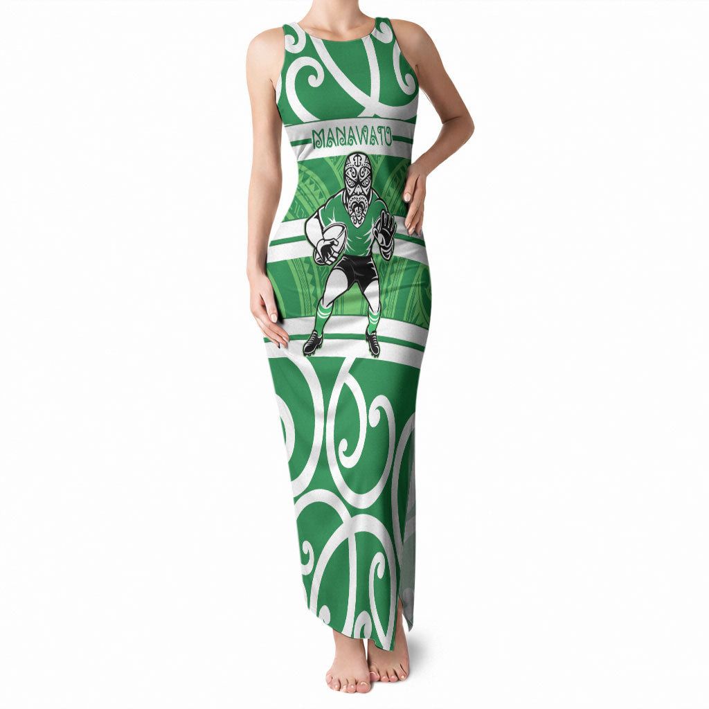 Manawatu Custom Rugby New Zealand Tank Maxi Dress Aotearoa Maori Pukana Tiki Mascot