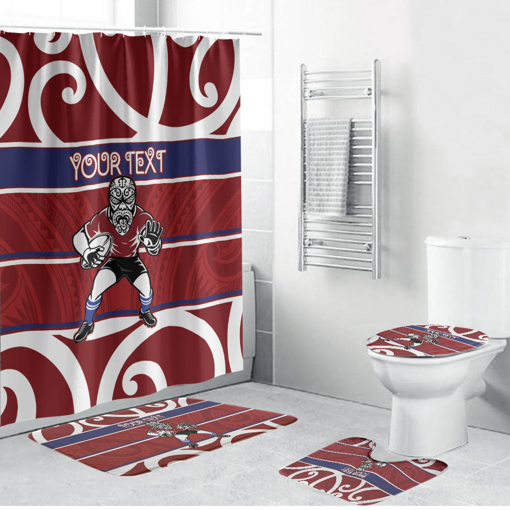 Southland Custom Rugby New Zealand Bathroom Set Aotearoa Maori Pukana Tiki Mascot