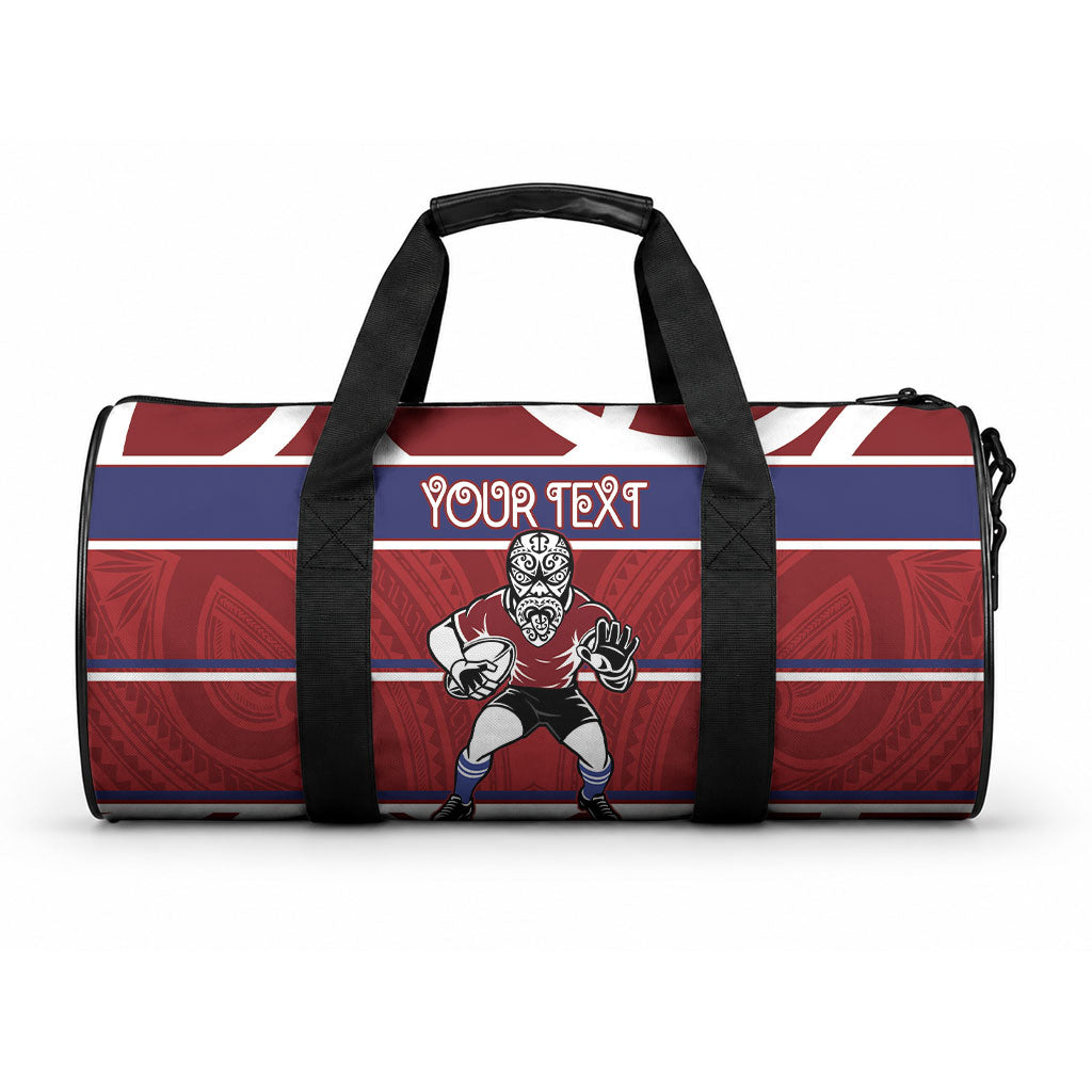 Southland Custom Rugby New Zealand Duffle Bag Aotearoa Maori Pukana Tiki Mascot