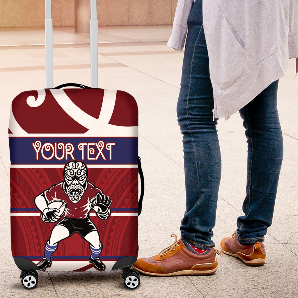 Southland Custom Rugby New Zealand Luggage Cover Aotearoa Maori Pukana Tiki Mascot