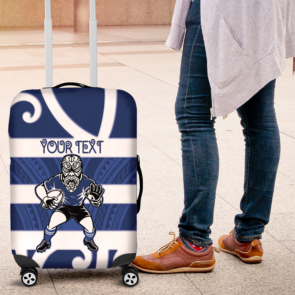 Auckland Custom Rugby New Zealand Luggage Cover Aotearoa Maori Pukana Tiki Mascot