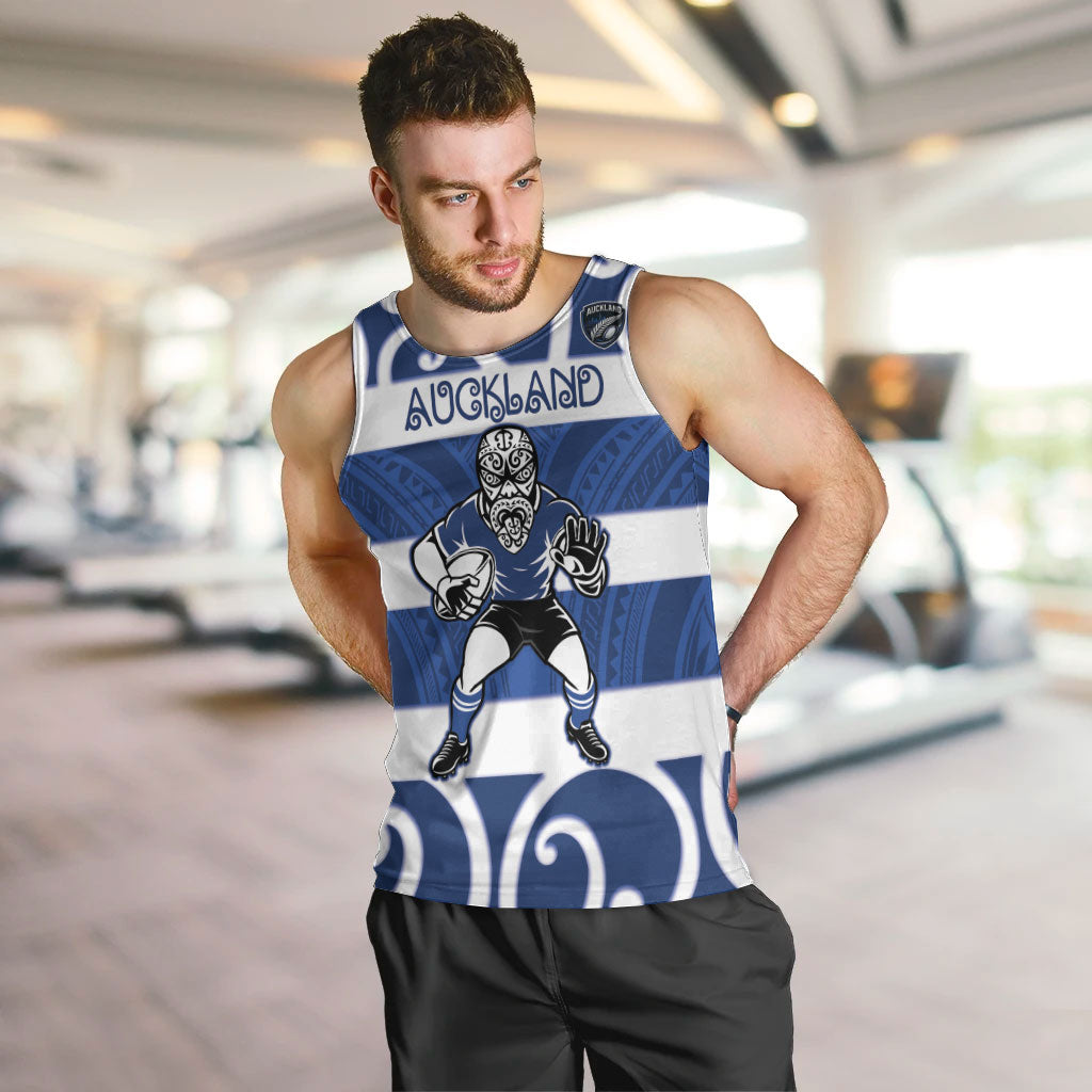 Auckland Custom Rugby New Zealand Men Tank Top Aotearoa Maori Pukana Tiki Mascot